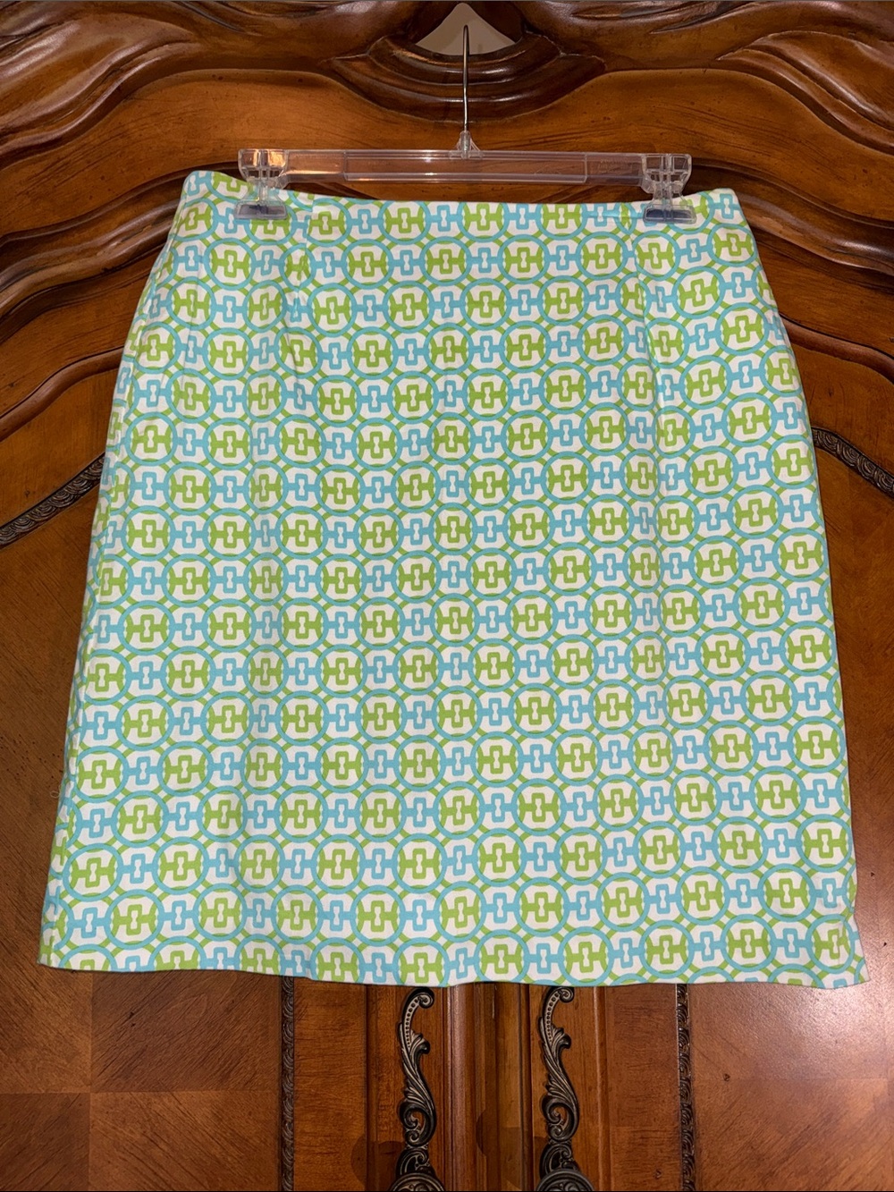 Melly M Blue & Green Geometric A-Line Skirt